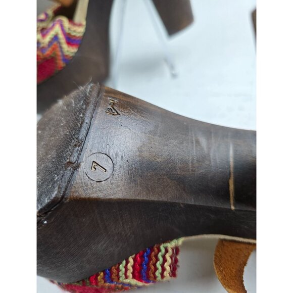 Sbicca Vintage Collection Leather & Woven Platform Sandals Size 7 - Picture 6 of 10